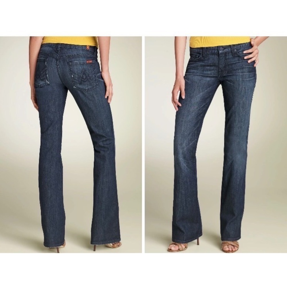 7 For All Mankind A-Pocket‎ Bootcut Dark Wash Low Rise Jeans Size 29 110651 (A)